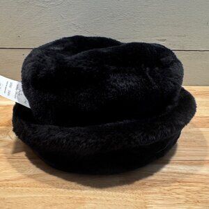 NWT Vintage Faux Fur Black Bear Fuzzy Hat from Sweden Size 56 CM or 22 1/2"